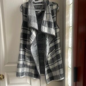 Plaid Black and White Women's Poncho